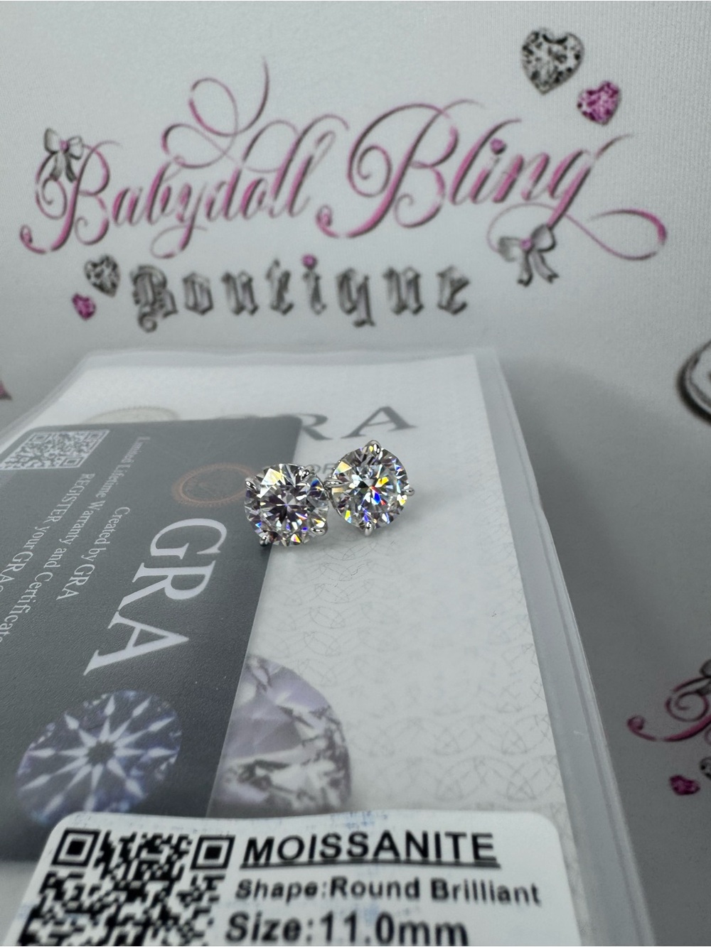 Earrings 5 carat studs custom with screw on backing Babydoll Bling Boutique
